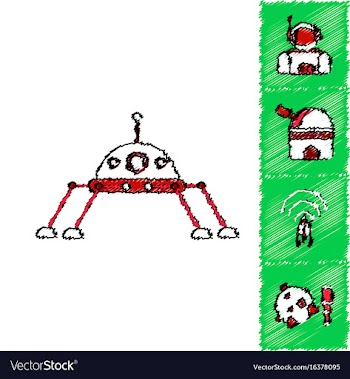 Collection of icons and cosmos technology in vector image