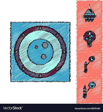 Collection of icons and cosmos technology in vector image