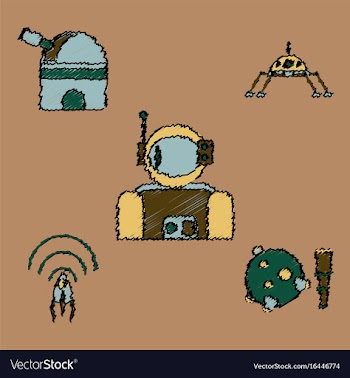 Collection of icons and cosmos technology in vector image