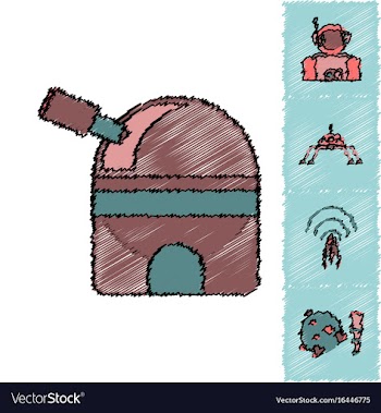 Collection of icons and cosmos technology in vector image