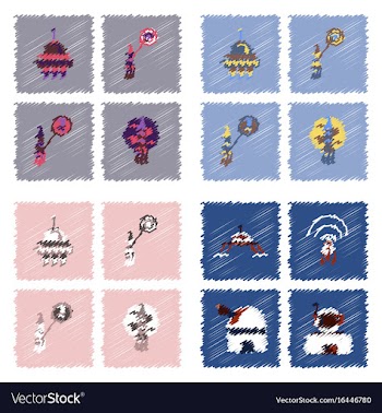 Collection of icons and cosmos technology in vector image
