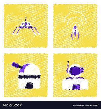 Collection of icons and cosmos technology in vector image