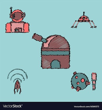 Collection of icons and cosmos technology in vector image