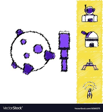 Collection of icons and cosmos technology in vector image