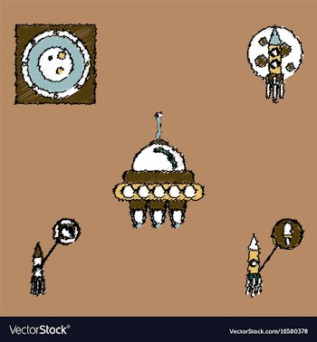 Collection of icons and cosmos technology in vector image
