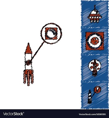 Collection of icons and cosmos technology in vector image