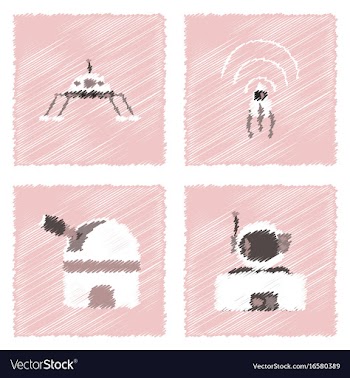 Collection of icons and cosmos technology in vector image