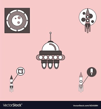 Collection of icons and cosmos technology vector image