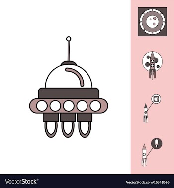 Collection of icons and cosmos technology vector image