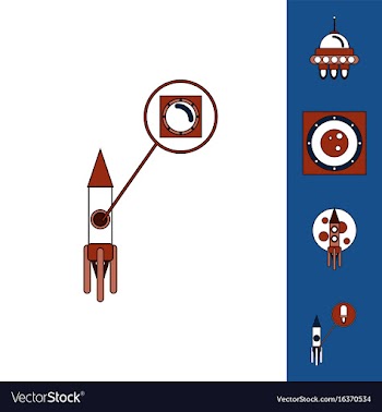 Collection of icons and cosmos technology vector image