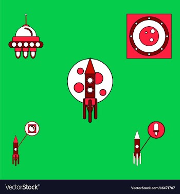 Collection of icons and cosmos technology vector image