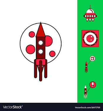 Collection of icons and cosmos technology vector image