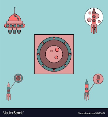 Collection of icons and cosmos technology vector image