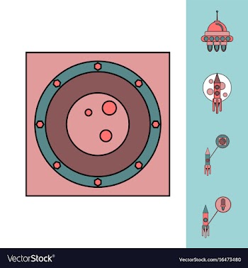 Collection of icons and cosmos technology vector image