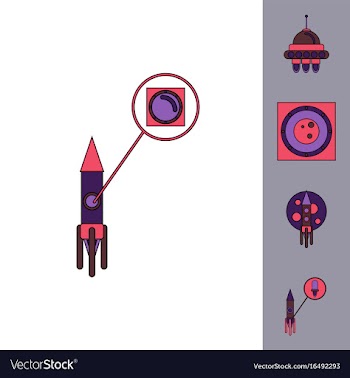 Collection of icons and cosmos technology vector image