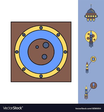 Collection of icons and cosmos technology vector image