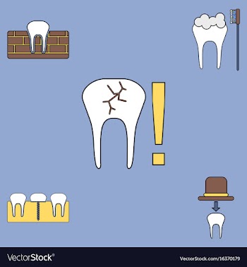 Collection of icons and dental disease vector image