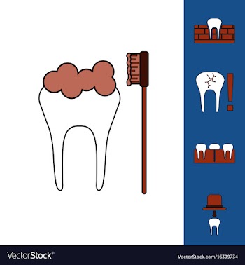 Collection of icons and dental disease vector image