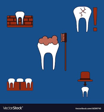Collection of icons and dental disease vector image