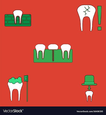 Collection of icons and dental disease vector image