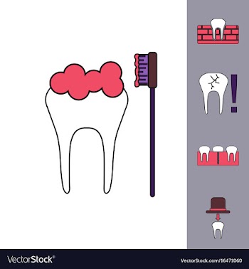 Collection of icons and dental disease vector image