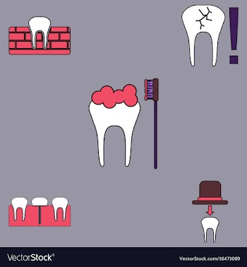 Collection of icons and dental disease vector image