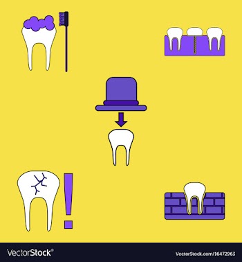 Collection of icons and dental disease vector image
