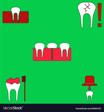 Collection of icons and dental disease vector image