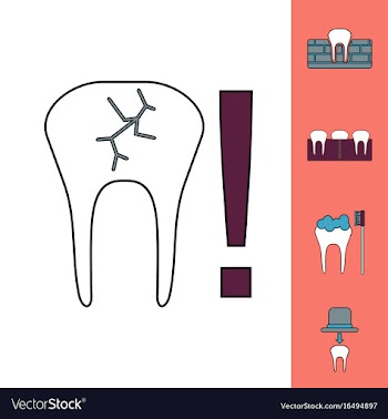Collection of icons and dental disease vector image
