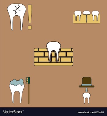 Collection of icons and dental disease vector image