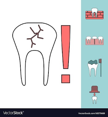 Collection of icons and dental disease vector image