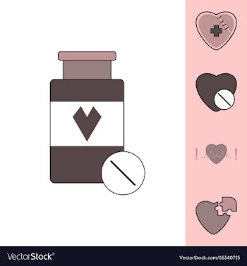 Collection of icons and heart diseases vector image