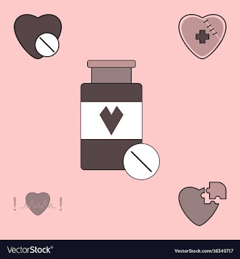 Collection of icons and heart diseases vector image