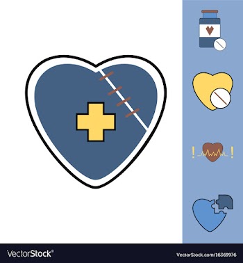 Collection of icons and heart diseases vector image