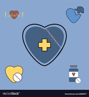 Collection of icons and heart diseases vector image