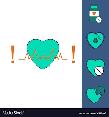 Collection of icons and heart diseases vector image