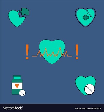 Collection of icons and heart diseases vector image