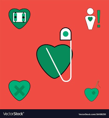 Collection of icons and heart diseases vector image