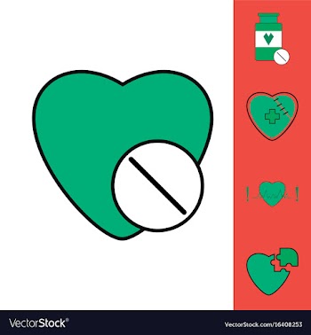 Collection of icons and heart diseases vector image