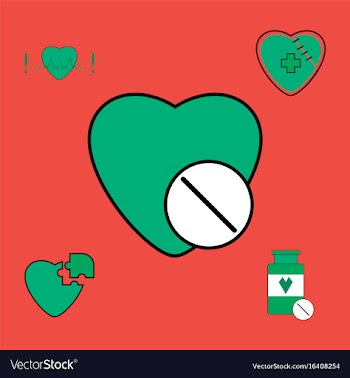 Collection of icons and heart diseases vector image