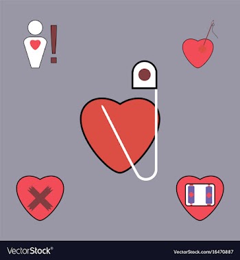 Collection of icons and heart diseases vector image