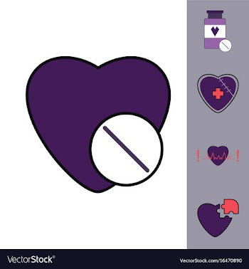 Collection of icons and heart diseases vector image