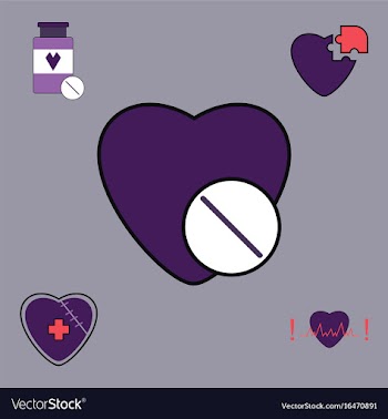 Collection of icons and heart diseases vector image