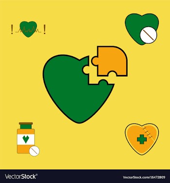 Collection of icons and heart diseases vector image