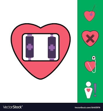 Collection of icons and heart diseases vector image