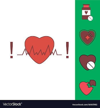 Collection of icons and heart diseases vector image