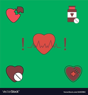 Collection of icons and heart diseases vector image