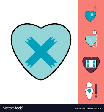 Collection of icons and heart diseases vector image