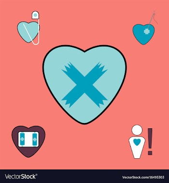 Collection of icons and heart diseases vector image