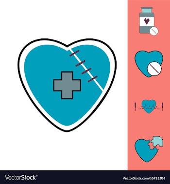 Collection of icons and heart diseases vector image